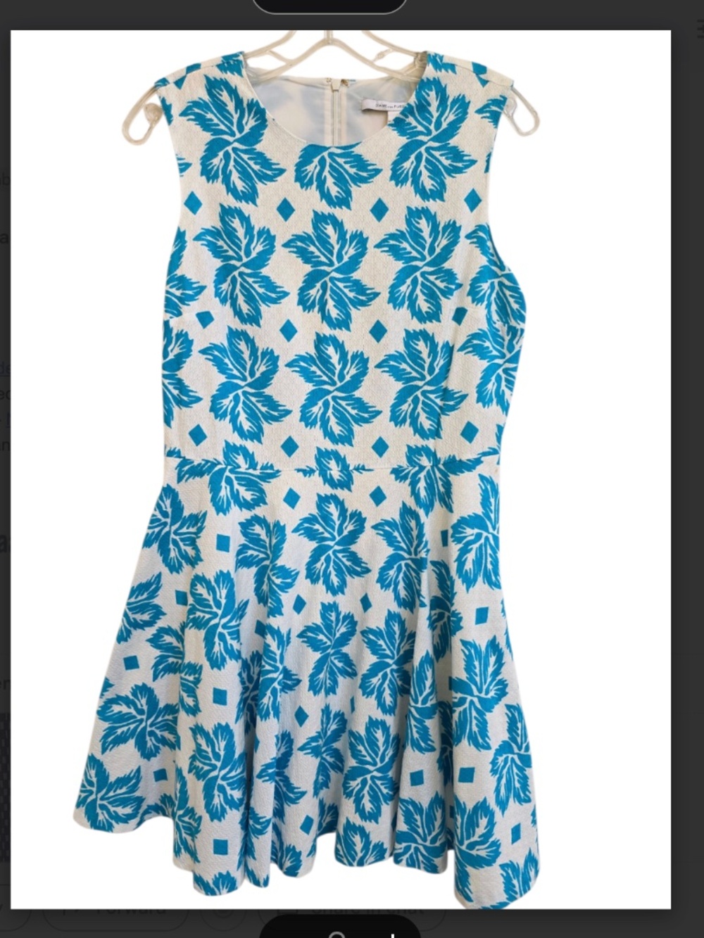 Diane von Furstenberg DVF Jeannie Fit Flare Teal White Dress 8 RARE - Picture 6 of 7